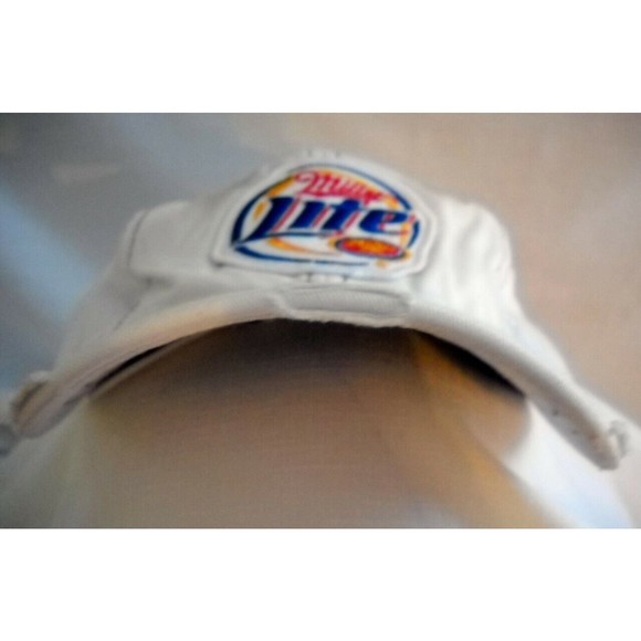 MILLER LITE Hat Cap Distressed Licensed Beer Logo White Cotton OSFA - Picture 2 of 5